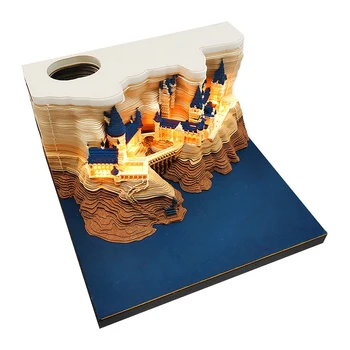 1 шт. Замок 3D Блокнот 2024 Календарь Замок Бумага для заметок Канцелярские Принадлежности Подарок с подсветкой