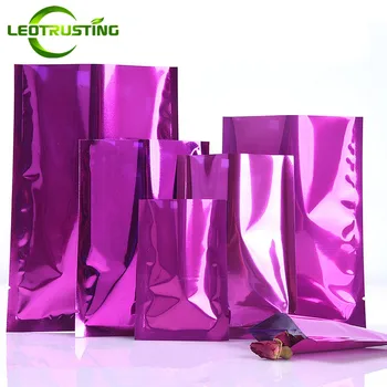 100 шт. Глянцевый фиолетовый пакет из алюминиевой фольги с открытым верхом, капсулы с травяным лекарственным порошком, Шоколадно-маслянистые Подарочные пакеты с термосвариванием