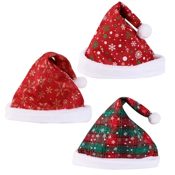2024 Рождественская утолщенная плюшевая рождественская шляпа с принтом снежинки для взрослых и детей, Рождественские украшения, товары для домашней вечеринки