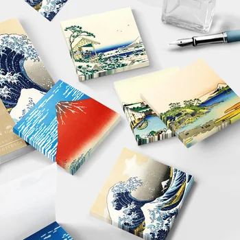 50 Листов / комплект, серия картин Кацусика Хокусая, стикеры для заметок, серфинг на Канагаве, Гора Фудзи, блокноты для заметок, канцелярские принадлежности