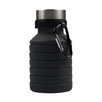 550 МЛ Складная спортивная кружка для путешествий, складная телескопическая силиконовая бутылка для воды, уличные стаканчики для воды, черный