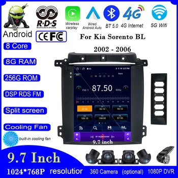 Android 13 плеер для Kia Sorento BL 2002 2004 2006 9,7-дюймовый сенсорный автомобильный радиоприемник, Мультимедиа, видео, GPS, Carplay Auto