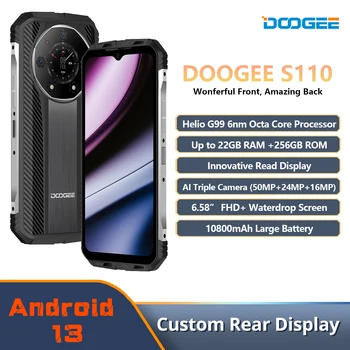 DOOGEE S110 Прочный Телефон 6,58 ”FHD С Каплевидным Экраном Helio G99 Восьмиядерный 66 Вт Быстрая Зарядка Аккумулятора 10800 мАч смартфон