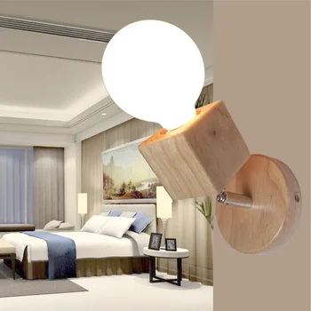 E27 Современные настенные светильники из массива дерева креативная гостиная спальня Кухня Кабинет Столовая прикроватный балкон зеркало в проходе фары