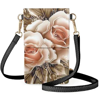 FORUDESIGNS/ Женская сумка через плечо, сумки для мобильных телефонов, кошельки, визитница, кожаное портмоне с красивым цветочным принтом, сумка через плечо