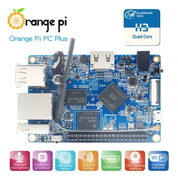 Orange Pi PC Plus RAM 1G с 8 ГБ Emmc-вспышкой, мини-одноплатный компьютер с открытым исходным кодом, Поддержка 100 М порта Ethernet / Wifi / Камеры / Hdmi / ИК /микрофона
