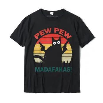 Pew Pew Madafakas Cats Gun Забавная футболка, Забавные Мужские Топы, Футболки На Заказ, Хлопковые Футболки Geek