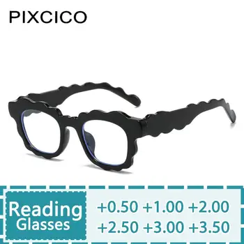 R56718 Женские Очки для чтения в стиле волны +1.00 +2.00 +3.00 Модные пластиковые ретро-очки для дальнозоркости большого размера