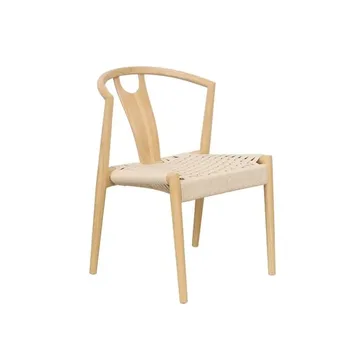 XX100 Современный простой обеденный стул для маленькой семьи со спинкой Ресторан Отель Обеденный стул из массива дерева Японский буковый веревочный стул