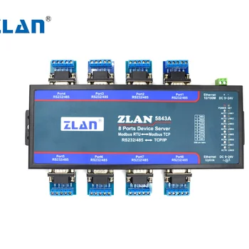 ZLAN5843A 8-портовый RS232 RS485 к Ethernet TCP / IP Modbus промышленный сервер с несколькими последовательными сетями Ethernet