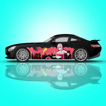 Аниме Девушки, раскрашивающие автомобиль в японской тематике, боковые автомобильные наклейки, литые виниловые наклейки универсального размера, розовые аниме автомобильные наклейки премиум-класса