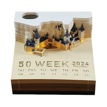 Блокнот с календарем Cube Castle LED 3D Блокнот для заметок, Рождественский подарок на День рождения