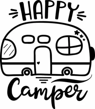 Виниловая Наклейка Happy Camper На Колесах-Airstream-Кемпинг