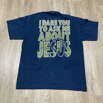 Винтажная рубашка Yahwear 90-х 00-х годов, Осмелитесь ли вы спросить меня о религиозной футболке Иисуса с длинными рукавами