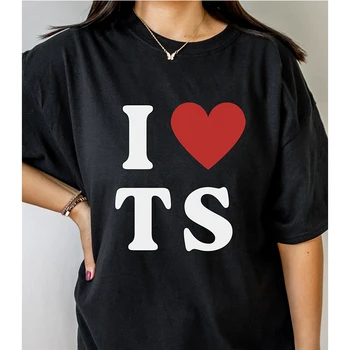 Винтажные женские футболки из хлопка Kawaii I Love TS Эстетическая одежда Летняя модная футболка с коротким рукавом Harajuku Женская одежда