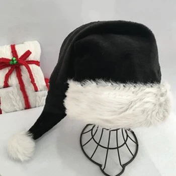 Длинная Рождественская шляпа из черного плюша 75 см для взрослых, Рождественский костюм, Шапка Санта-Клауса с помпоном, принадлежности для рождественского декора на корабле-челноке