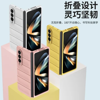 Для Samsung Galaxy Z Fold 5 4 3 Чехол Однотонный, приятный на ощупь Красочный Mate Противоударный Складной Жесткий Чехол ZFold5 Zfold 5 Case