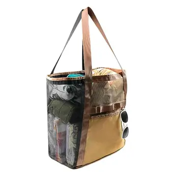Женская сетчатая полая сумка-шоппер большой емкости, многоразовая сумка для бассейна, модная дорожная пляжная сумка через плечо, повседневный органайзер для путешествий