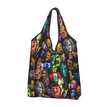 Женская сумка для покупок Baddies Legends из фильма ужасов, портативные сумки для покупок большой емкости, сумки для покупок Chucky Alien, хищник-убийца, сумки для покупок