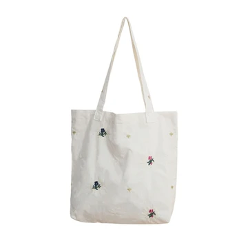 Женские сумки большой емкости, модные сумки через плечо с вышивкой цветами, универсальная сумка-тоут, Многоразовая сумка для покупок