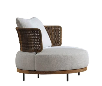 Индивидуальный уличный диван, вилла из тикового дерева, комбинация для отдыха, ротанговый стул, журнальный столик из массива дерева