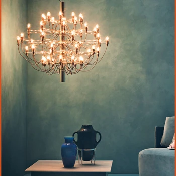 Итальянская гостиная light Flos дизайнерский ресторан light роскошный лофт двухуровневая вилла квартира подвесная лестничная люстра