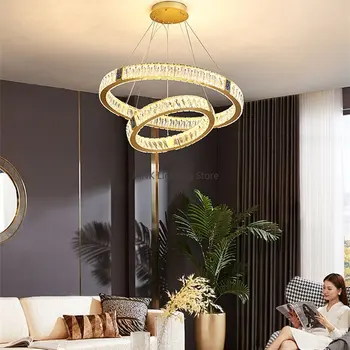 Итальянская современная хрустальная люстра в виде ракушки для гостиной, столовой, спальни, роскошные кольцевые лампы, светодиодные подвесные светильники для украшения дома