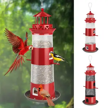 Кормушка для птиц Lighthouse, Дозатор корма для домашних животных с вращающимся контейнером для корма Beacon, Инструмент для кормления птиц, принадлежности для птиц на карнизах