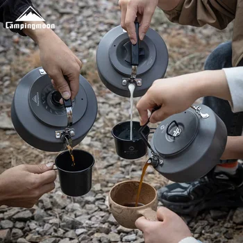 Кофейник CAMPINGMOON из алюминиевого сплава 0,8 л 1Л 1,5 л Большой Емкости, Портативный Походный чайник для чая, чайник для воды на открытом воздухе