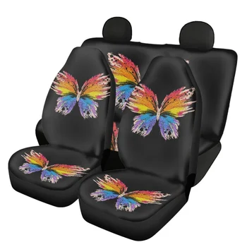 Красочный Узор в виде бабочки Удобные Чехлы для передних и задних сидений автомобиля, легко Моющиеся и Устанавливаемые Чехлы для автомобильных аксессуаров