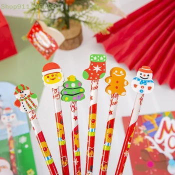 Креативный рождественский чулок с Санта-Клаусом и снеговиком из 3 предметов, принадлежности для письма, подарочные карандаши для школьников из мультфильмов