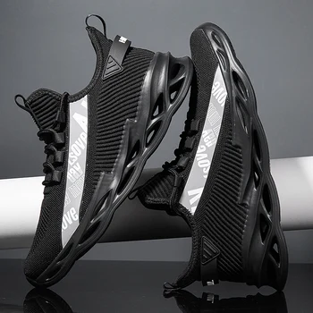 Кроссовки Для мужчин и женщин, новая дышащая спортивная обувь для бега, тренд Унисекс, легкая подошва с отверстиями, Удобная обувь для ходьбы, Черный размер 36-46