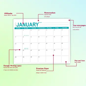 Магнитный календарь на холодильник Будьте организованны с магнитным календарем на холодильник, 18 месяцев ежемесячных напоминаний о встречах на 2024 год