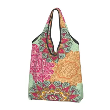 Милая Цветочная Мандала Deanfun Красочная сумка для покупок Портативная сумка для покупок через плечо