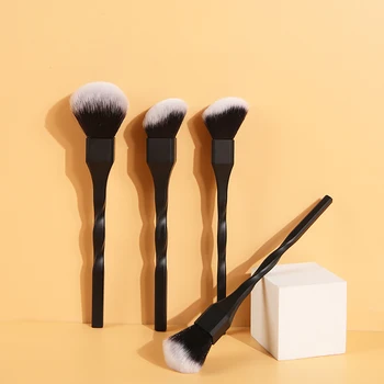 Многофункциональная пластиковая ручка с одинарной черной спиралью, пудровая основа, Румяна, кисть для нейл-арта, Инструмент для чистки косметики.