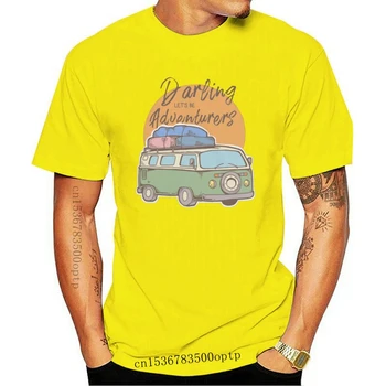 Мужская одежда, новый дом на колесах Campervan, караван на открытом воздухе, пеший туризм, кемпинг, унисекс, темно-синяя футболка, 011