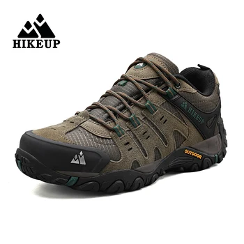 Мужская походная обувь HIKEUP, Уличная обувь для горных походов, Износостойкая мужская обувь для ходьбы из замши, высококачественные модные кроссовки