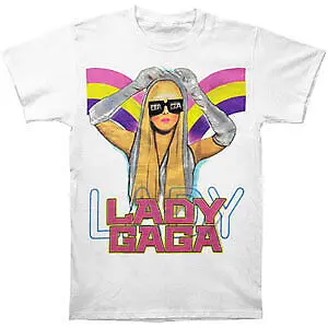 Мужская футболка Lady Gaga Airbrush для девочек, приталенная футболка X-Large белого цвета с длинными рукавами