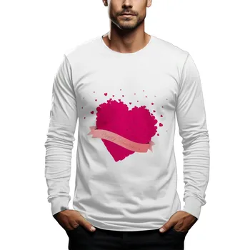 Мужская футболка на День Святого Валентина, весенние повседневные футболки с длинным рукавом, мужские классические футболки, Модные мужские пуловеры