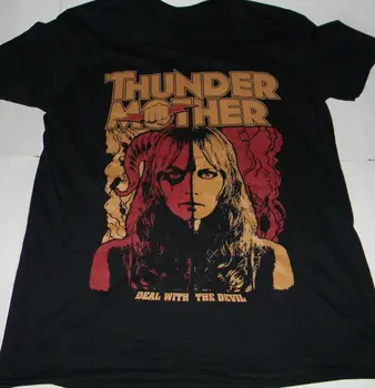 Музыкальная группа Vtg Thundermother Тяжелая хлопчатобумажная черная полноразмерная рубашка унисекс C2318 с длинными рукавами