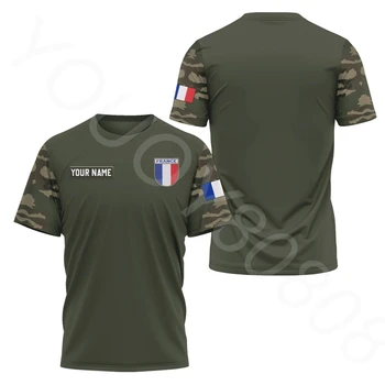 Новая летняя мужская одежда, футболка с круглым вырезом и 3D принтом, уличная свободная повседневная персонализированная французская армейская рубашка