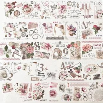 Новые цветы и цифры Vintage Style Journal JP Розовые румяна Матовая ПЭТ лента
