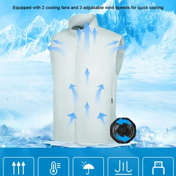 Носимый жилет с охлаждающим вентилятором, одежда с USB-кондиционером, жилет с батарейным питанием, термостойкий и дышащий для работы в жаркую погоду