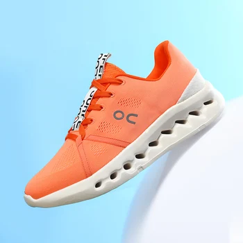 Оригинальные брендовые кроссовки для мужчин, высококачественные повседневные спортивные кроссовки для бега, мужская модная оранжевая трикотажная дышащая мужская дизайнерская обувь