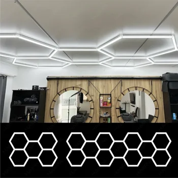 Освещение для Гаража Honeycomb Light Hexagon Lamp 110V-240V Светодиодная Трубка Потолочная Для Парикмахерской Салон Красоты Мастерская По Мойке автомобилей
