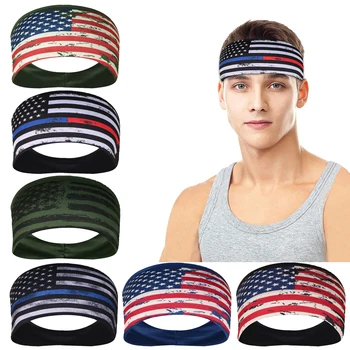 Повязка с американским флагом Для мужчин и женщин Спортивные тренировки Нескользящие Эластичные патриотические ленты для волос, впитывающие влагу Спортивные повязки для упражнений, бега, тренажерного зала