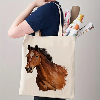 Простая сумка через плечо с принтом лошади, легкая сумка для покупок, универсальная сумка для любителей рабочей лошади, сумка-тоут