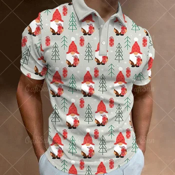 Простые Мужские футболки-поло С 3D Рождественским Принтом, Высококачественная Мужская Одежда, Свободные Рубашки Оверсайз Уличного Дизайнера С Короткими Рукавами
