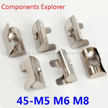 Пружинные тройники 45 серии M5, M6 и M8 для алюминиевых экструзионных профилей 45 серии, 100 шт./лот.