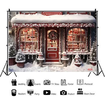 Рождественский фон для семейной портретной фотосъемки с конфетами SHENGYONGBAO, деревянная дверь, Снеговик, кинотеатр, Новогодний реквизит WW-08